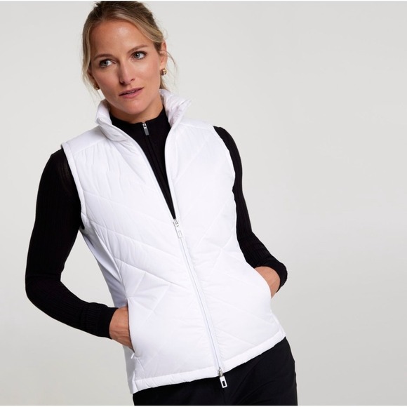 New Calia fall lightweight Quilted Vest Full Zip Sleeveless Puffer white $98 - Picture 1 of 14